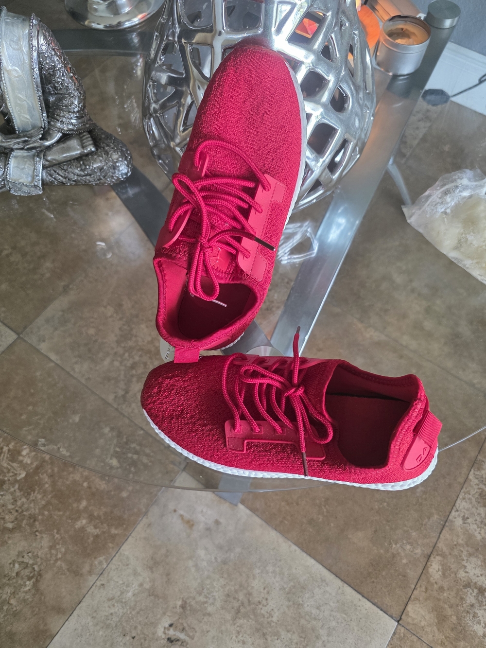 Danskin Red Knit Lace-Up Sneakers